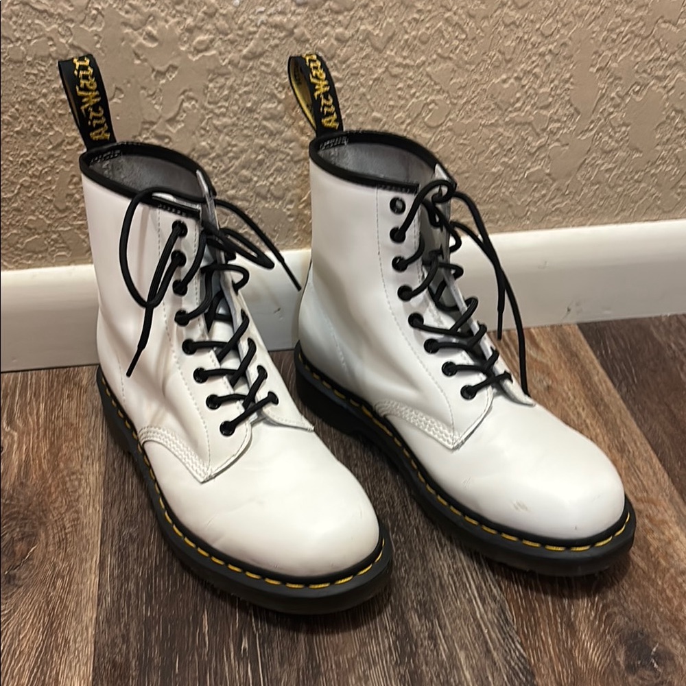 Dr. Martens White Boots with Black Laces like new, minor scuffs